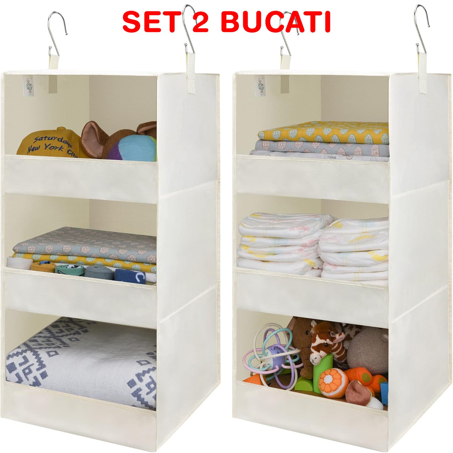 Organizator haine cu 3 compartimente - 2 bucati, Orgazen™