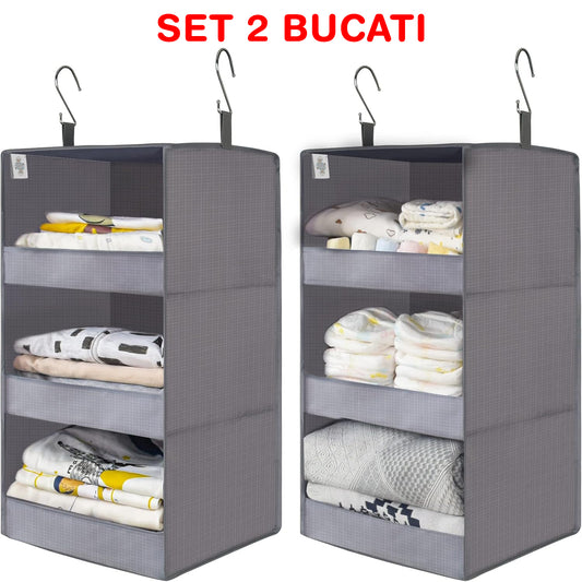 Organizator haine cu 3 compartimente - 2 bucati, Orgazen™